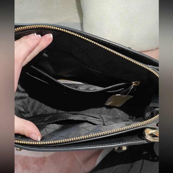 NWT Michael Kors Ellis black leather large satchel tote handbag - Picture 5 of 7